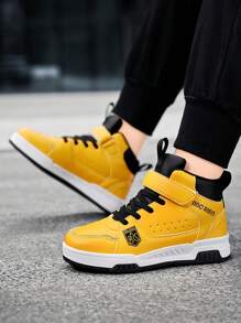 青少年男童中帮秋冬保暖内衬运动鞋，时尚撞色内衬，舒适保暖，防滑耐用鞋底，适合日常穿着，可调节钩环方便穿脱，运动鞋 - 彩色 - 查看 10