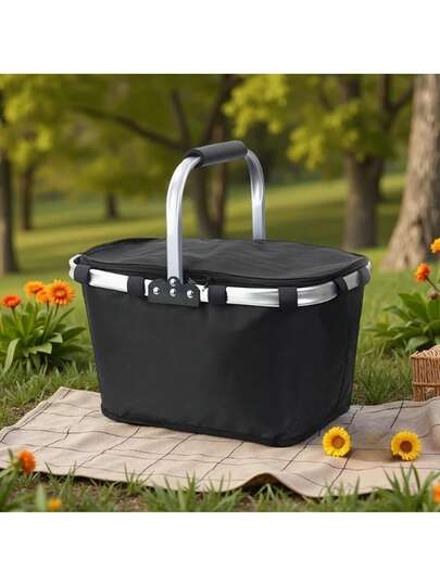 Giỏ mua sắm gấp gọn có khung nhôm, túi tote Oxford cách nhiệt chống thấm nước, túi đựng đồ tạp hóa tái sử dụng cho dã ngoại, cắm trại và sử dụng hàng ngày.