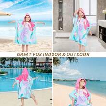 M100% Cotton Hooded Towel For Toddlers 26 Years Boys Girls Bath Pool Beach Towel Soft Absorbent Beach Poncho Little Mermaid5001 - 美人魚 - 查看 6