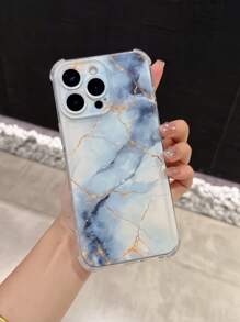 1 pieza Estuche transparente de TPU suave Thick con estampado de mármol azul colorido impreso con UV -yy Lindo patrón, adecuado para I 7/8 7/8, XR,XS Max, 11, 11 Pro Max 12, 12 ProMax, 13, 13 Pro, 14, 14 Plus, 15 Pro Maxim, 16 Pro