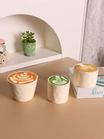 1 pièce Tasse à café vintage simple en céramique, tasse ronde blanche en céramique pour espresso, latte, thé de l'après-midi