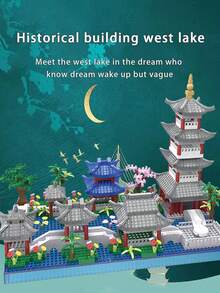 Interesting Assemble West Lake Hangzhou Model Toy, National Style Ancient Architecture Micro Bricks Building Toy, Gift,Building Blocks,Mini Bricks,Architecture - Multicolor - View 3
