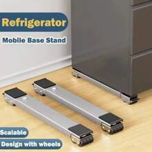 2pcs Heavy Duty 24-Wheel Adjustable Length Dolly - Non-Slip Pad With Brake, No Battery Required, Suitable For Refrigerator, Washing Machine, Dryer Household Appliances, Reinforced Frame, Ergonomic Handle Design, Easy Mobility Base, Enhanced Support, Home Moving Assistant