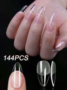 240片/12种尺寸半哑光杏仁形DIY美甲贴纸，可根据您的喜好设计，非常适合家庭和美甲沙龙使用，女士美甲护理必备品，美甲用品，增添甜美气息（240/192/144/120/24片） - 半磨砂 - 查看 11