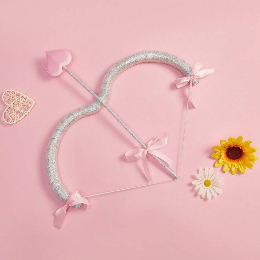 Cupid Bow And Arrow Set, Valentine's Day Cupid Costume Photo Props For Adults And Teens - 粉色 - 查看 1