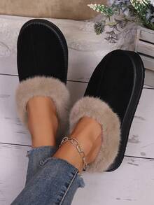 男女情侣冬季轻便无重力感拖鞋，厚底雪地靴，厚底平底靴，保暖鞋，户外防滑靴，轻便，但尺码偏小。 - 黑色 - 查看 4