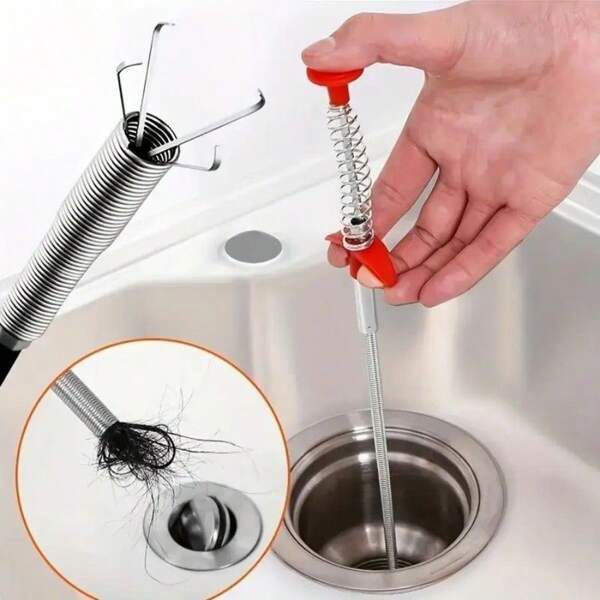 Flexible Cleaning Claw Pipe Cleaning Spiral Drain Unclogging Tool, Sink Drain Cleaning Hook, Spring Hair Drain Unclogging Cleaner