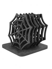 1/4/6pcs Halloween Horror Spider Web Wooden Coasters, Creative Hollow Desktop Ornaments Holiday Party Table Decoration, Gothic Personalized Tray Anti-Scalding Insulation Pad Placemat, Suitable For Wedding Birthday Party Holiday Decoration, Room Decor, Home Decor