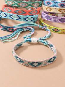 12pcs/Set Boho Style Friendship Bracelet Set, Macrame + Hand Woven, Vintage Nepalese Handmade Braided Bracelets, Beach Style