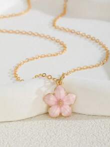 1 件优雅五瓣花吊坠项链，适合女士，适合派对、约会、海滩、度假和日常佩戴 - 彩色 - 查看 6