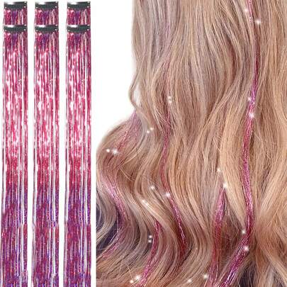 Extensiones de cabello con clip de 24 pulgadas, accesorios de cabello de hada brillante resistentes al calor, adecuados para mujeres, niñas, niños, aplicables para Halloween