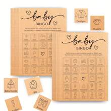 Gender Reveal Birthday Bingo Game (50 Unique Cards) Pre-Filled Fun Kids Birthday Party Game Activity, Pre-Made Name Cards, Gender Neutral Simple (White/Brown) - Multicolor - View 10