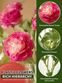 1支/4支/6支仿真牡丹玫瑰花束，长50厘米，不褪色塑料材质，适用于家居装饰、客厅、卧室、阳台、桌面、插花、厨房、浴室、壁炉、户外装饰、草坪、花园、婚礼派对、场景布置等。