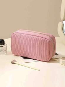 1 个优雅灯芯绒卫生巾袋 - 便携式、耐用的卫生巾袋，带拉链封口，有粉色、灰色、黑色和米色可选，适合旅行和日常使用，旅行必需品 | 优雅拉链封口 | 耐用面料，卫生巾袋