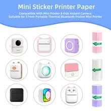 10 Rolos de Papel Térmico Autoadesivo Mini, 57 x 25mm, para Anotações de Estudo, Trabalho, Fotos, Memorandos, Compatível com Impressoras Portáteis Mini