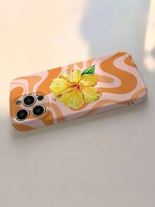 Flower 1件極簡藝術色塊不對稱圖案穿孔亮面薄膜硬殼手機殼，適用於 iPhone 11/12/13/14/15/16 Pro Max - 彩色 - 查看 5