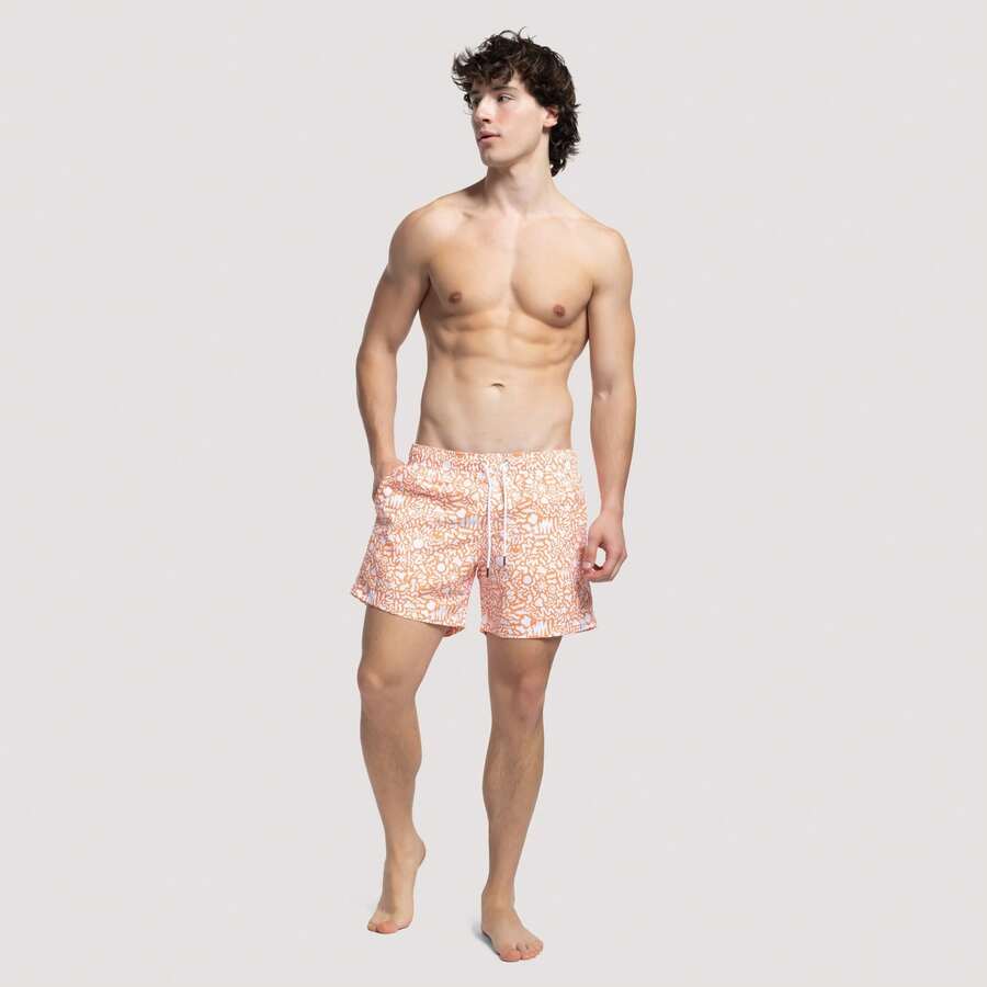 Apres Life Men's Soft Stretchy Quick-Dry Travel Sports Office Orange UNDERTHESEAORANGESHORTS - Orange - View 1