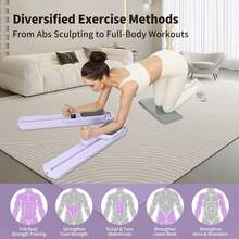 2-In-1 Multifunctional Folding Pilates Set, Fitness Exercise Equipment, Sports Tool. Foldable Design Suitable For Small Spaces. Professional Abdominal And Core Strength Training Tool. The Perfect Gift For Mothers, Friends, Or Fitness Enthusiasts. - Purple - View 3