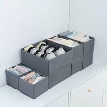 Cutie de depozitare pliabilă din material textil 1/3/6/12 buc, design minimalist gri închis pentru dulap și sertar, despărțitor încorporat, potrivit pentru lenjerie intimă, sutiene, șosete, strat intermediar moale și respirabil, decorațiune interioară care economisește spațiu, organizator de dulap, organizator de lenjerie intimă, combinare și plasare gratuită, rechizite școlare, cadouri de sărbători.