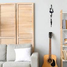 Guitar Shaped Coat Hanr H And Amp Plugin Key Chain For Amplifier Hanr And Holder Rack Or Single Decoration Great Holiday Gift For Music Lovers - 黑色 - 查看 2