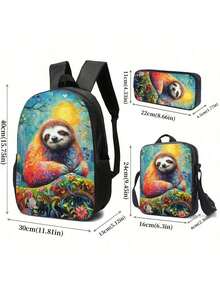 3-Piece Customized Bag Set, Including Backpack, Shoulder Bag, And Pouch - Use Your Own Image Or Text Design, Lightweight, Adjustable Strap, Zipper Closure, Unisex, Suitable For Daily Commute, School, Travel, Work, Mother's Day, Halloween, Christmas, Easter, Wedding, Father's Day, Thanksgiving, New Year, Valentine's Day - Multicolor - View 8