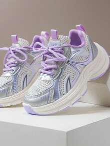 儿童运动鞋，女童时尚厚底运动鞋，男童舒适防滑运动鞋，时尚优质大童鞋 - 紫色 - 查看 5