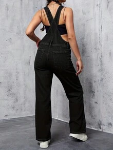 Women's Jeans, Y2K Style Overalls, Jumpsuits, Cargo Pants, Waist-Cinching And Hip-Lifting, Loose And Slimming, Suitable For All Seasons, Multiple Pockets And Simple Style Design, Perfect For Outdoor Wear, Cocktail Parties, Parties, Christmas, Nightclubs, Banquets, Film Festivals, Cinemas, Balls, Cocktail Parties, Bars, Weddings, Graduation Ceremonies, Homecoming, Birthday Parties, Rebellious Girls Festival-Themed Parties, Outdoor Outfits, Streetwear, Fashion Shows, Dates, Working Outside, Country-Style Women's Clothing, The Best Women For Going Out, Ladies' Vacation Clothing, Pantalón Jean Mujer,Women Clothes,Jeans Para Mujer,Pantalones De Mujer Jean,Ropa De Mujer,Tall Jeans Women,Y2k Clothes,Going Out Outfits,Holiday Outfits For Women,Vacation Outfits Women,Club Outfits For Women,New Years Outfit Women,Holiday Outfits For Women - 黑色 - 查看 5