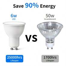 6 个 GU10 LED 灯泡，6W 220V，PVC 材料，室内使用，无需电池，非常适合房间电气/硬接线，220V-240V 工作电压，高效功耗，室内照明节能灯泡耐用 PVC 灯泡，灯泡，房间电气照明