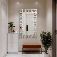 UNHO Espejo Pared Biselado Decorativo 120 x 70cm,  Espejo Grande Plateado Rectangular Moderno Elegante Artístico Decoración para Entrada Recibidor Salon Comedor - Plateado - Ver 5