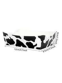 10pcs/20pcs/50pcs Cow Print Paper Food Trays Cow Plates Cow Print Snack Bowls Party Supplies Serving Tray Nacho Trays Food Boats Fresh Fries Boxes White And Black Paper Tray Cow Party Favors For Farm Them Birthday Babe Shower Decorations