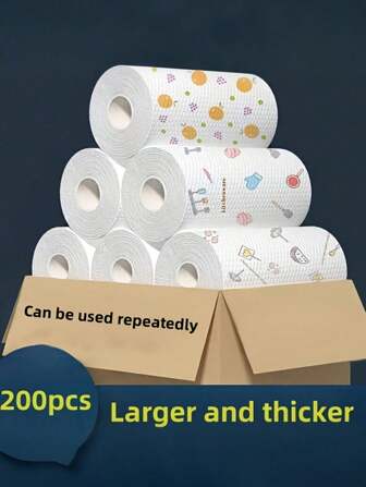 50/100/200/400 piezas Paños de limpieza de cocina desechables y reutilizables - No se pegan y fáciles de limpiar, adecuados para todas las necesidades del hogar, con perforación, toallas húmedas y secas, trapos de limpieza absorbentes de aceite de tela no tejida, paños de secado