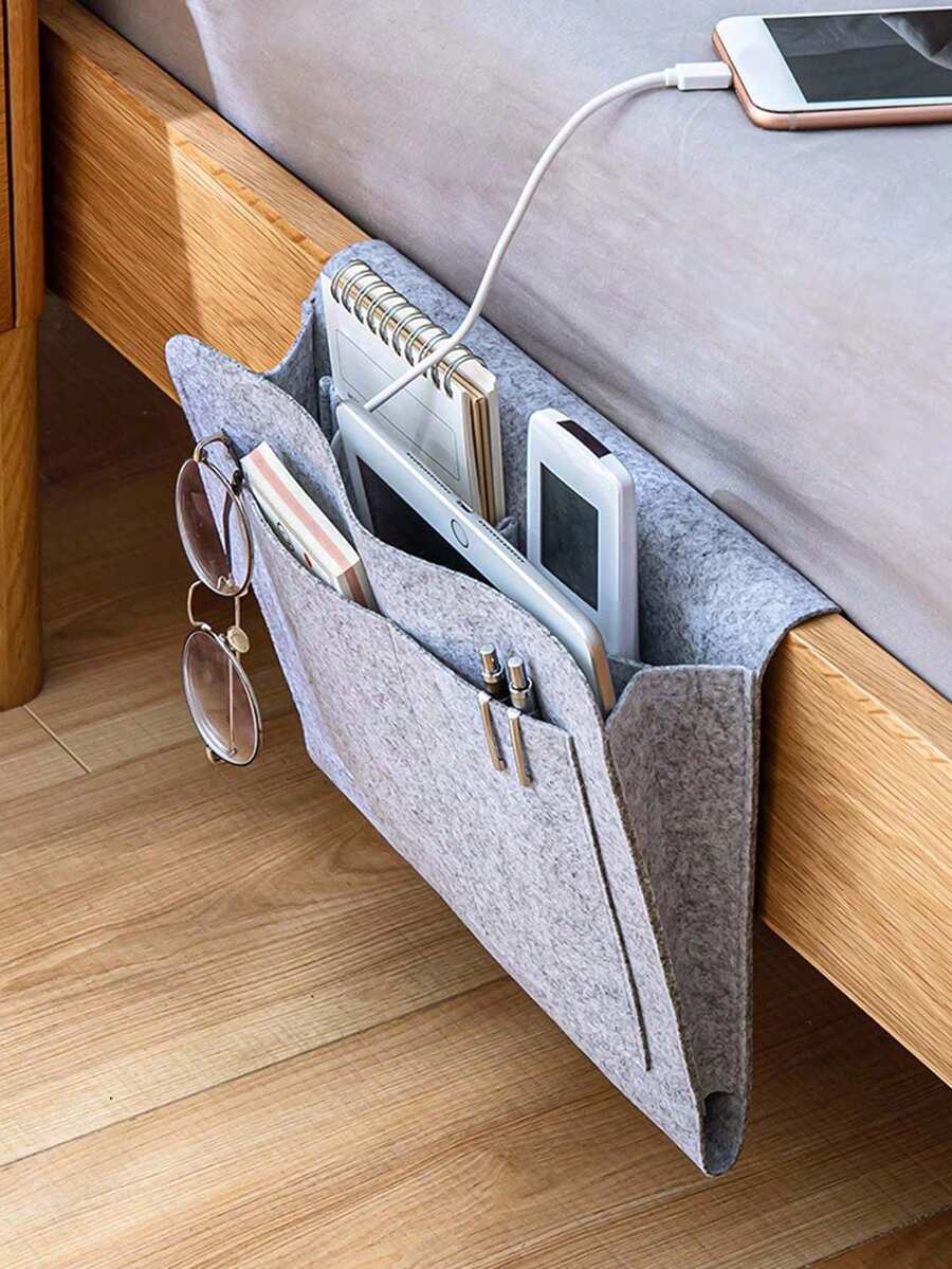Túi treo đựng đồ giường nỉ có 3 ngăn, đựng tạp chí, điện thoại, máy tính bảng, iPad, cáp, điều khiển từ xa và giá đựng chai nước cho giường ký túc xá, ghế sofa, túi đựng đồ tự dính trang trí trang trí lễ hội trang trí phòng trang trí nhà trang trí phòng ngủ trang trí phòng ngủ, đồ tổ chức, đồ tổ chức, đồ lưu trữ gia đình - Nhiều màu - Xem 1