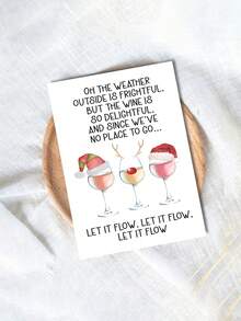 1 pièce Carte de Noël amusante avec enveloppe - Carte de vœux de fête pour amateur de vin, design festif "Laissez-le neiger" pour les amis, la famille et les collègues - Multicolore - Voir 9