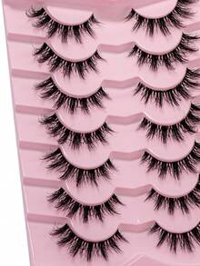 False Eyelashes Wispy Lashes Natural Look Fake Eyelashes Cat Eye Lashes Mink Fluffy Strip False Lashes Fox Eye Lashes Pack 7 Pairs Strip Lashes,Lashes,Eyelashes,Fake Lashes - Black - View 6