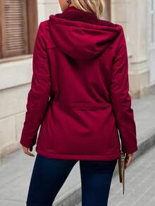 Women Winter Coats - Burgundy - View 2