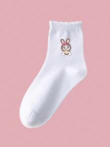 1/5 Paar Kinder Socken für Frühling/Sommer, einfarbige Socken mit Spitzenbesatz, Mädchen mit Hut Muster, einfache, vielseitige Mode, hautfreundlich, weich, atmungsaktiv, Lässig Sport Socken, geeignet für den Alltag, Urlaub, Reisen, Schulstart, Campus, Sport, neues Semester, Studenten, Schulanfang - Verschiedenfarbig - Übersicht 5