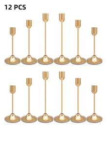 12件/6件/3件金色/黑色/镀金烛台套装，适用于柱状蜡烛和锥形蜡烛，适合圣诞节、万圣节、复活节、感恩节、家居、婚礼、派对、周年纪念日装饰 - 彩色 - 查看 13