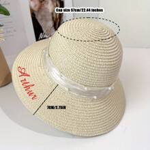 One Straw Hat That Can Be Customized With Embroidered Names Or Text. It Is Suitable For Wearing During Summer Outings And Is A Beach Hat For Women.