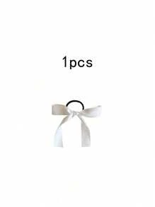 Set de 6 accesorios para el cabello multifuncionales con cintas de satén blanco, lazos, scrunchies - Nuevos estilo coreano elegante y sencillo para sujetar coletas, decoraciones para el cabello para mujeres y niñas, accesorios casuales, regalos y props para fotografía, bandas elásticas para el cabello