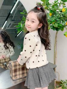 enmi bear Girls Fleece Sweater, Fashionable Knitted Warm Long Sleeve Top, Autumn/Winter - Camel - View 6