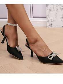 Women's Black Square Toe Stiletto High Heel Sandals, Stylish Versatile Sexy Formal Party Dress Shoes Valentines - 黑色 - 查看 4