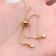 3pcs 18K Gold Plated Brass Adjustable Box Chain, Rubber Bead Bracelet Extender, Adjustable Bracelet Connector, Suitable For Women Jewelry Making