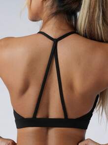 1pc Minimalist & Elegant Stretchy Yoga Fitness Bra For Women