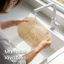 Set de 6 Manteles Individuales Antideslizantes y Reutilizables – Impermeables, Decorativos y Fáciles de Limpiar para Embellecer tu Mesa con Estilo - Crema / Net - Ver 5