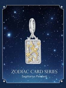 WOSTU WOSTU 1 buc pandantiv constelație din argint 925 în două tonuri, 12 mărgele zodiacale pentru colier, cadou de ziua de naștere DIY, accesorii de bijuterii