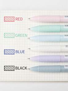 四合一多色 0.5 毫米圆珠笔，带夹子的光滑伸缩墨水笔，细尖可爱护士笔，颜色随机，适用于学校用品，返校 - 彩色 - 查看 4