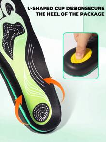 1 Pair Unisex Arch Support Full Length Shock Absorbing Breathable Anti-Skid Insoles, Trimable For Sports Shoes