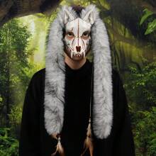1pc Viking Warrior & Werewolf Mask - Faux Fur Headpiece, Perfect For Halloween, Rave Parties & Winter Novelty Costumes Halloween Party Decor