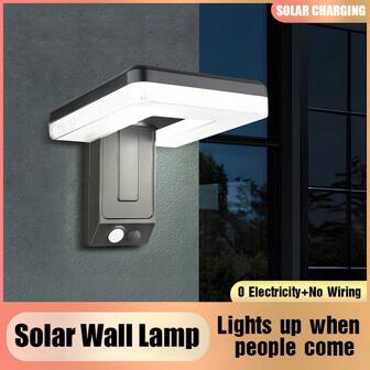 1pc Solar Motion Lights Outdoor, IP65 Super Bright Foldable Security Solar Outdoor Lights, 3 Modes Wireless Motion Sensor Solar Lights 120° Foldable For Outside Garden Front Door Yard And Commercial Lighting