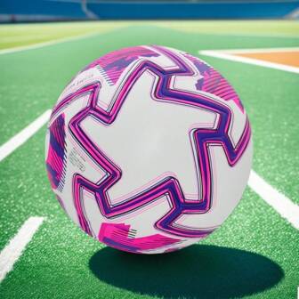 1 个粉色 5 号足球加厚 PU 皮革训练足球耐用耐磨无缝比赛用球防水设计适用于青少年成人室内/户外运动比赛学校和沙滩游戏和娱乐，配有气针和网袋，是生日返校万圣节和圣诞节的完美礼物